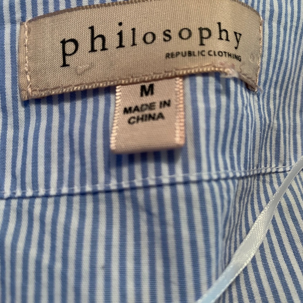 philosophy Blue & White Bell Sleeved Shirt - Picture 3 of 7